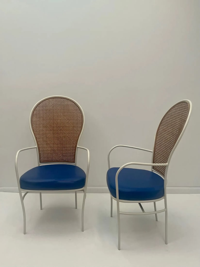 Mid-Century Milo Baughman for Thayer Coggin Iron & Caned Armchairs -A Pair - 7