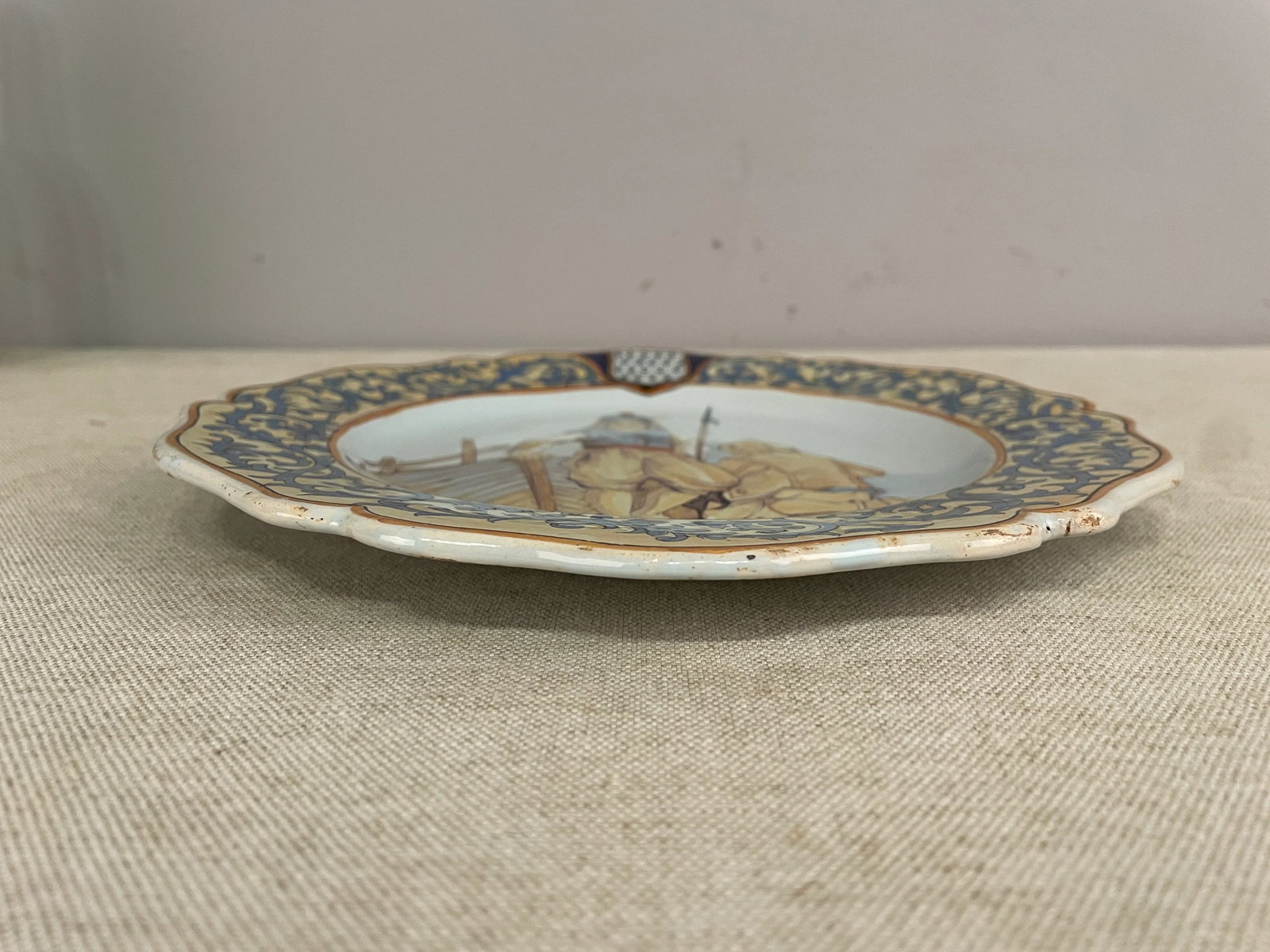 French Faience Quimper Plate Fisherman Scene - 10