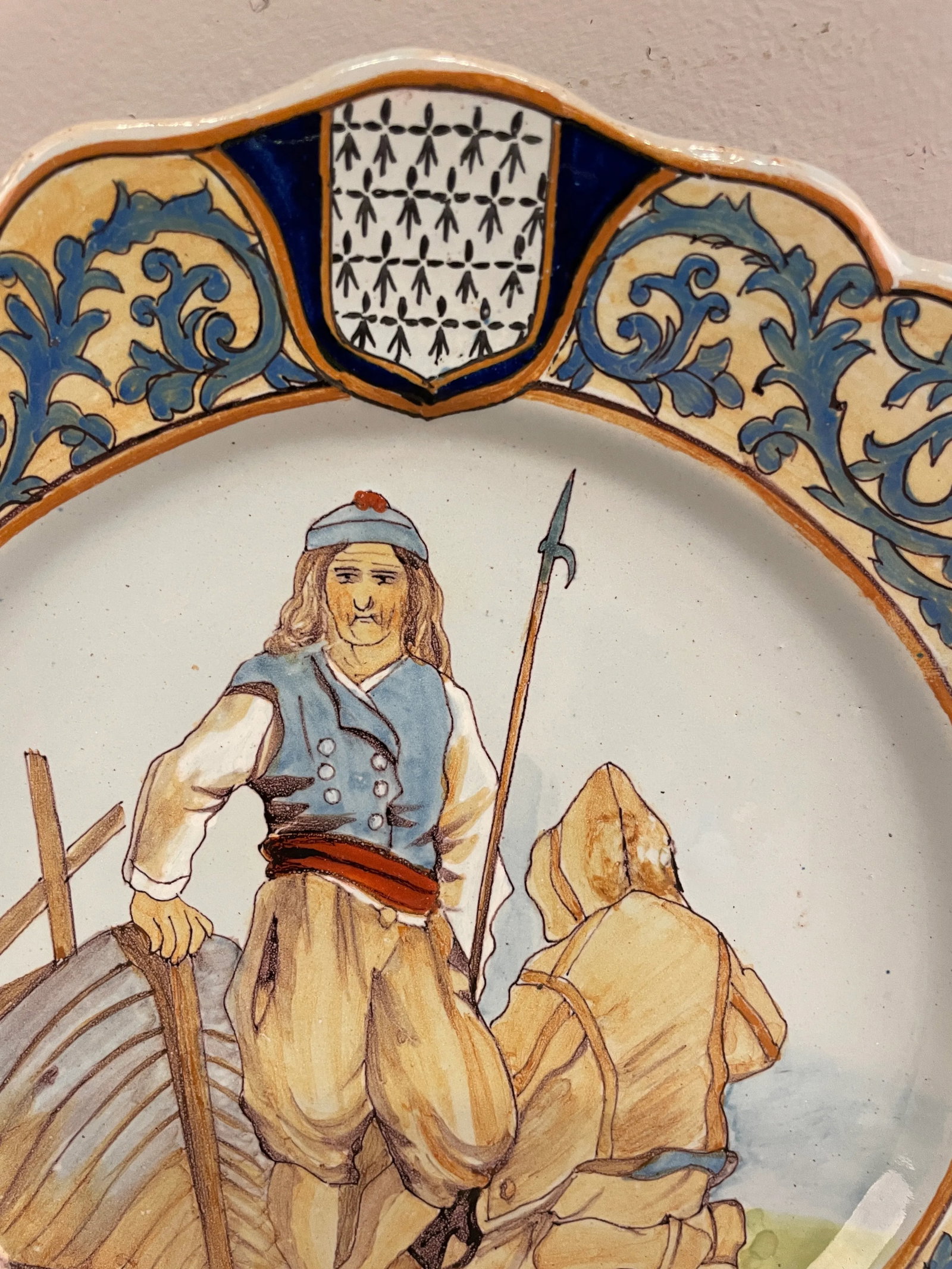 French Faience Quimper Plate Fisherman Scene - 2
