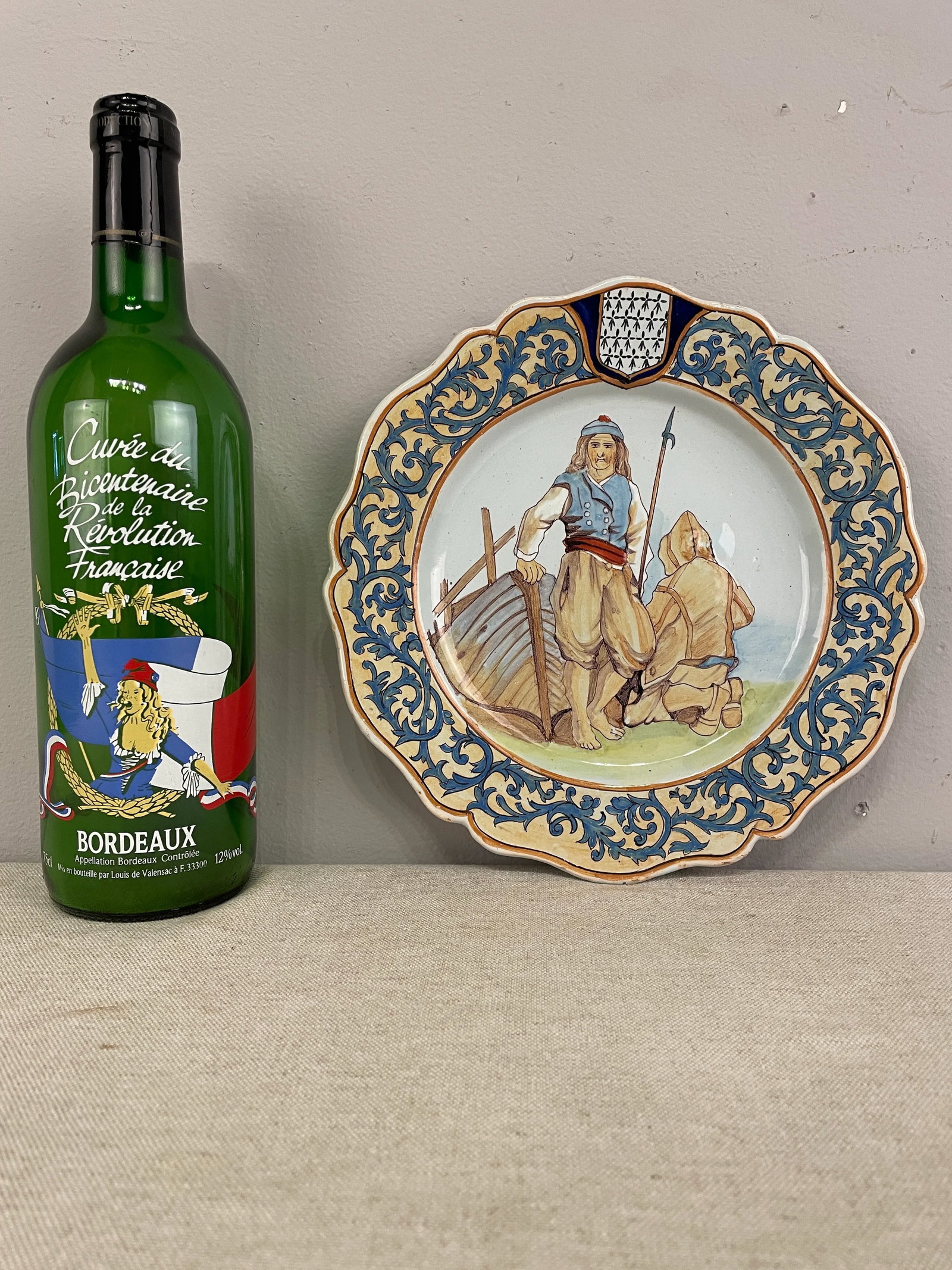 French Faience Quimper Plate Fisherman Scene - 3