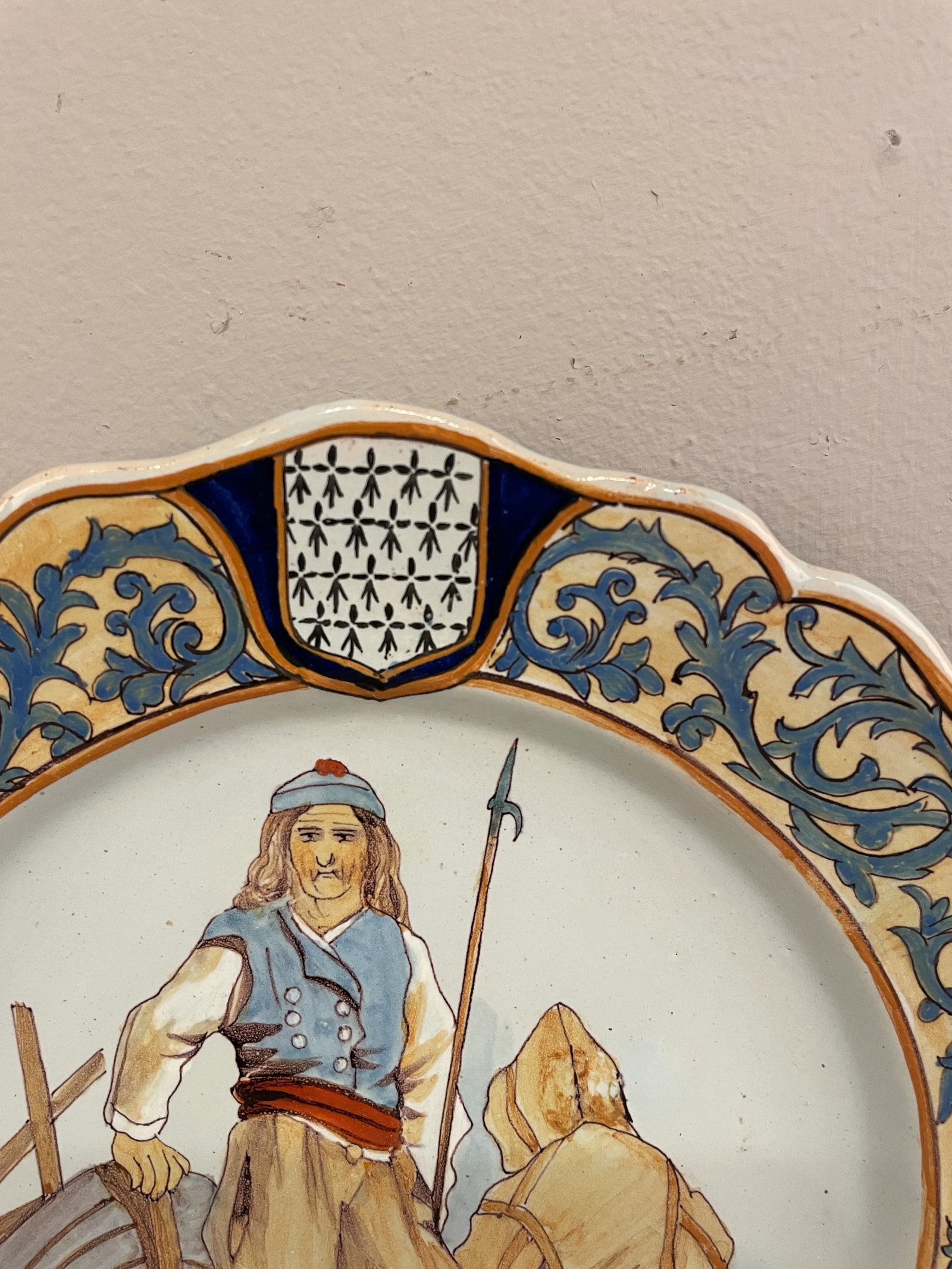 French Faience Quimper Plate Fisherman Scene - 4