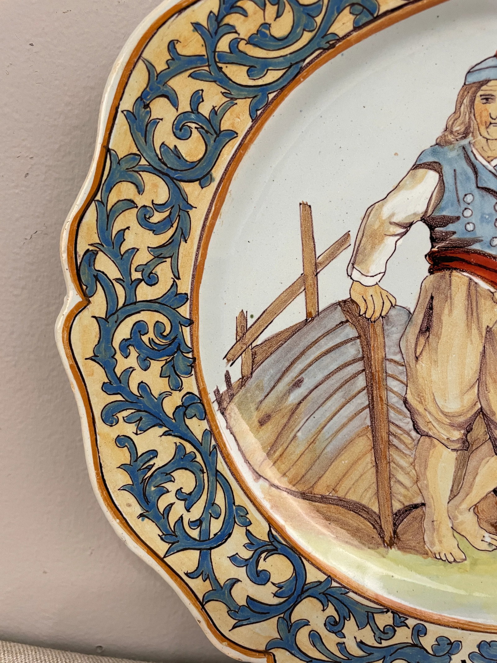 French Faience Quimper Plate Fisherman Scene - 7