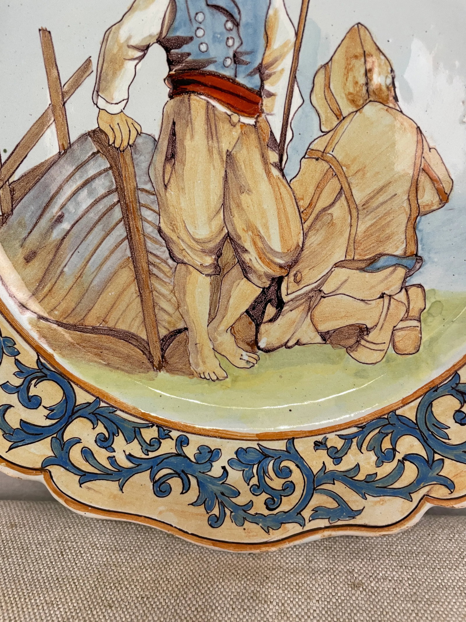 French Faience Quimper Plate Fisherman Scene - 8