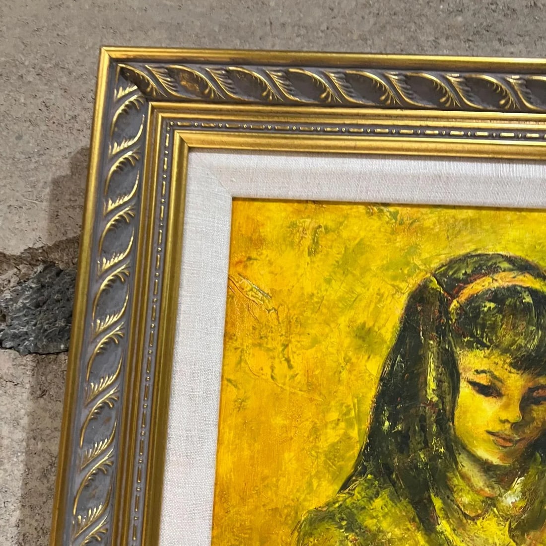1960s Oil Painting Young Mother and Child Signed Art - 6