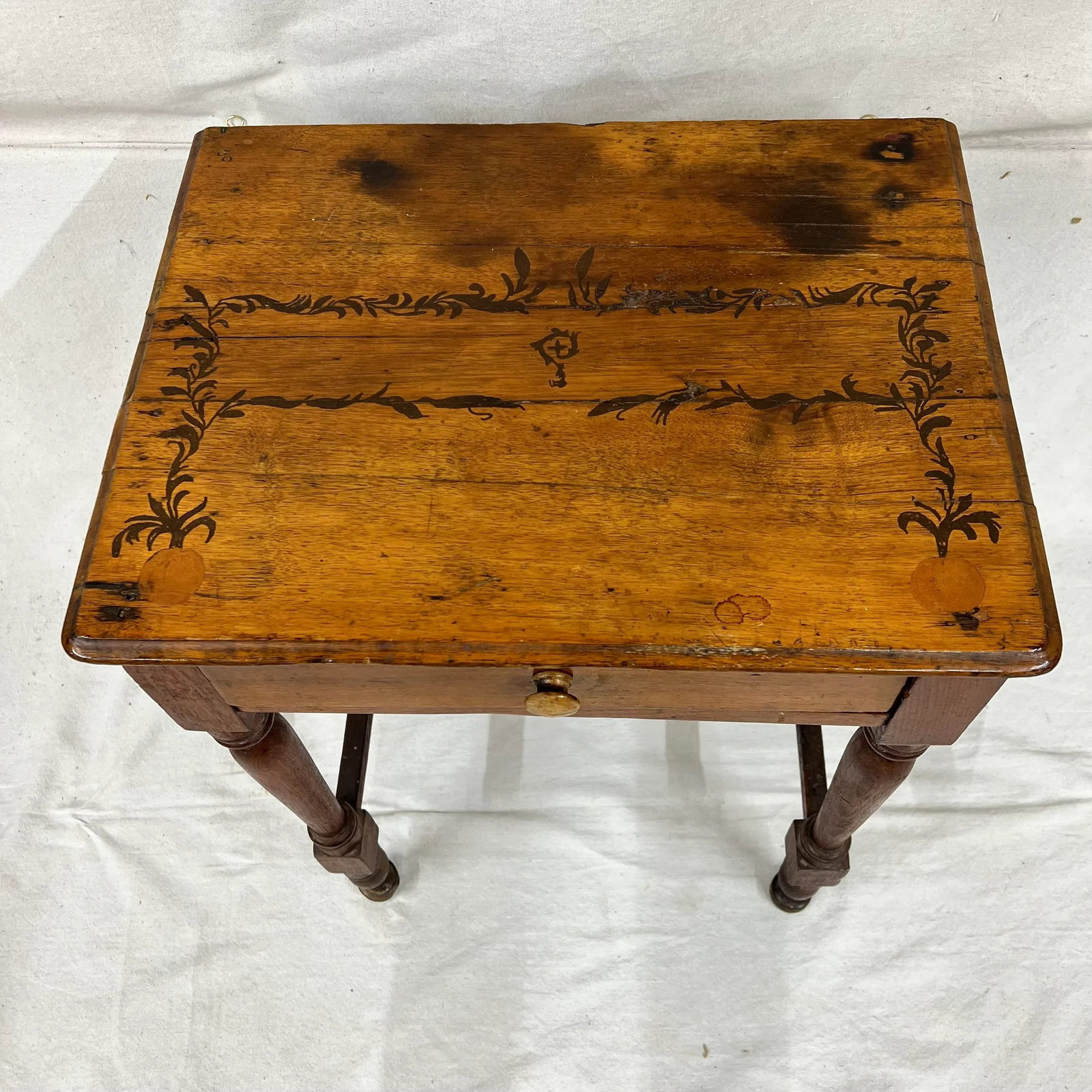 Early 1800s One Drawer Primitive Cherry Work Table - 2
