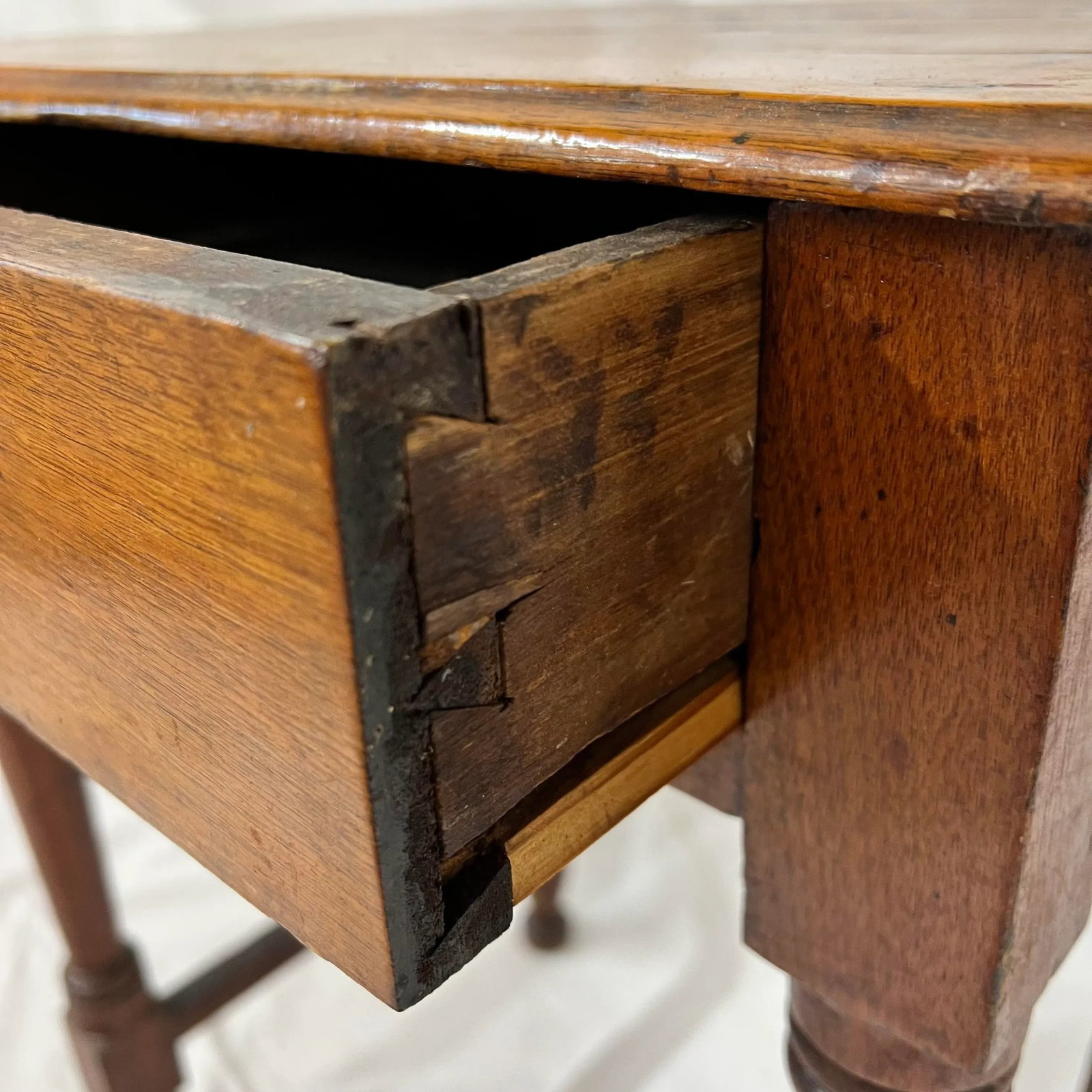 Early 1800s One Drawer Primitive Cherry Work Table - 7