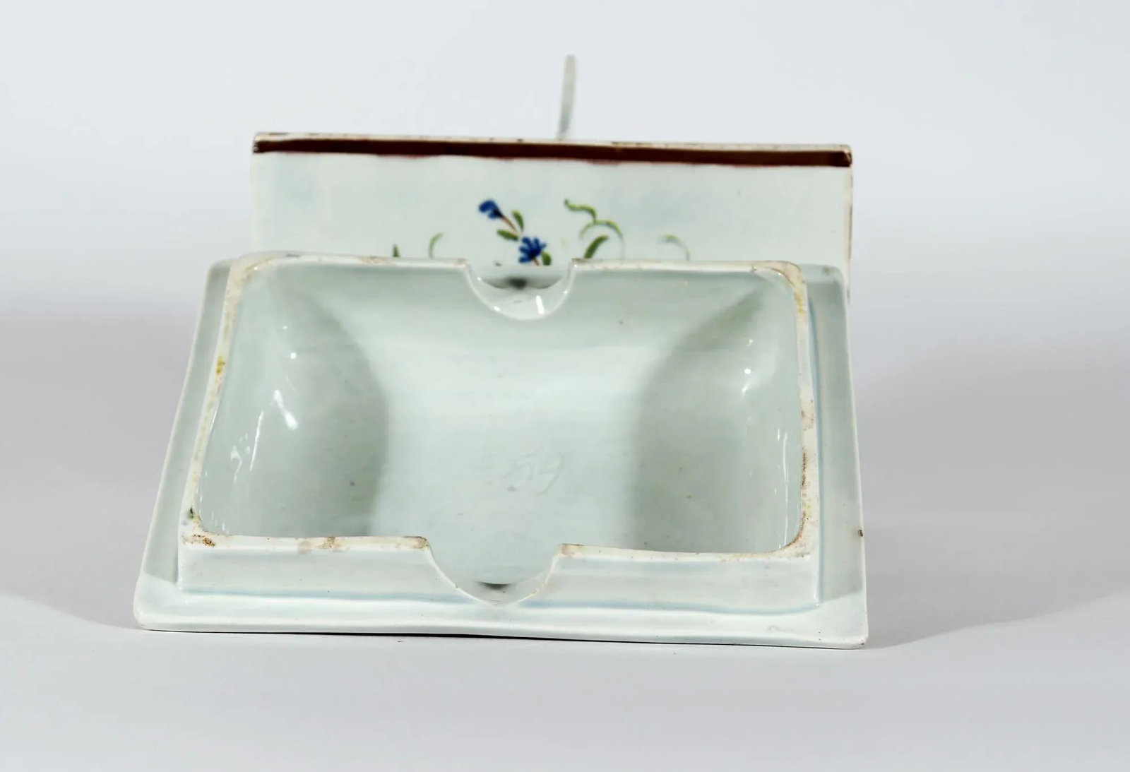 Unusual Swansea Prattware Pearlware Pottery Covered Botanical Tea Caddy Box - 7