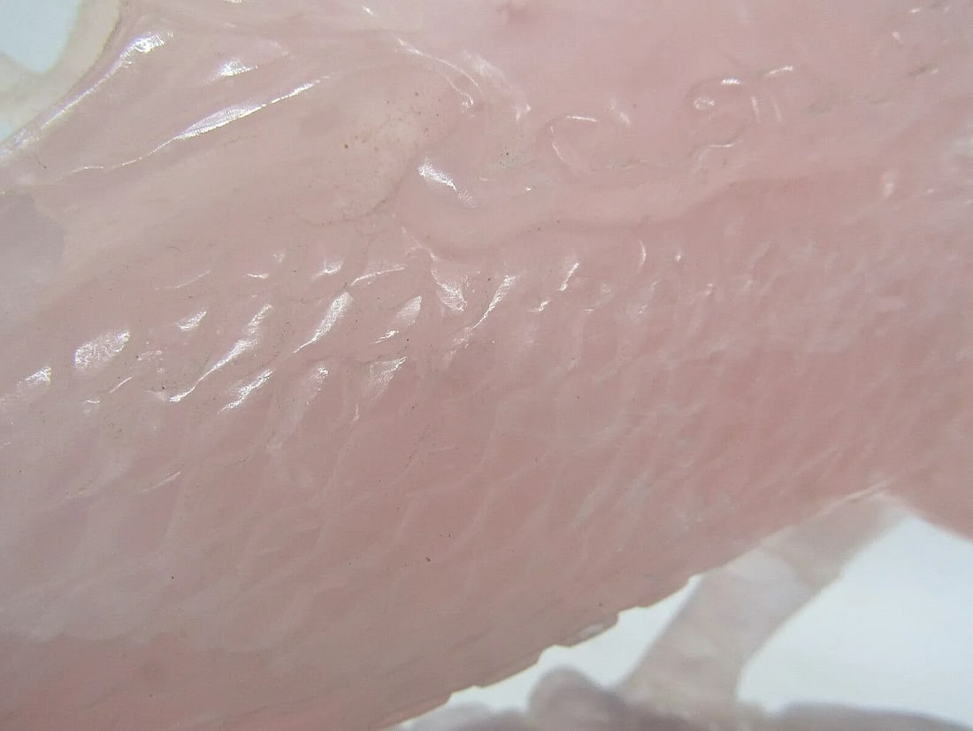 Antique Qing Dynasty Chinese Carved Pink Jade Standing Winged Dragon Sculpture - 10