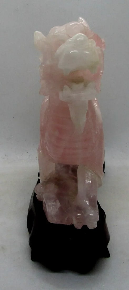 Antique Qing Dynasty Chinese Carved Pink Jade Standing Winged Dragon Sculpture - 3