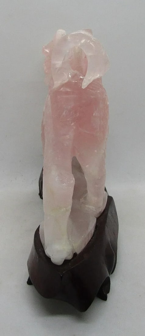Antique Qing Dynasty Chinese Carved Pink Jade Standing Winged Dragon Sculpture - 7