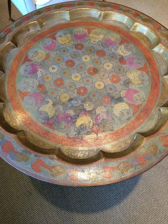 Regency Style Enameled Brass Top Side Table - 2