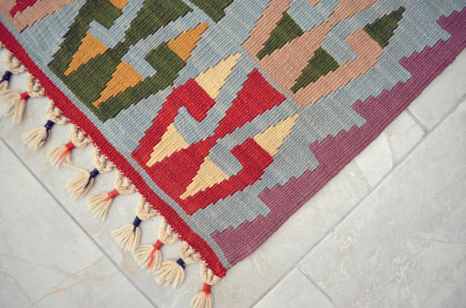 1980s Hand Woven Oushak Kilim Rug Flat Weave Wool Area Rug - 3"²10"³ × 6"² - 10