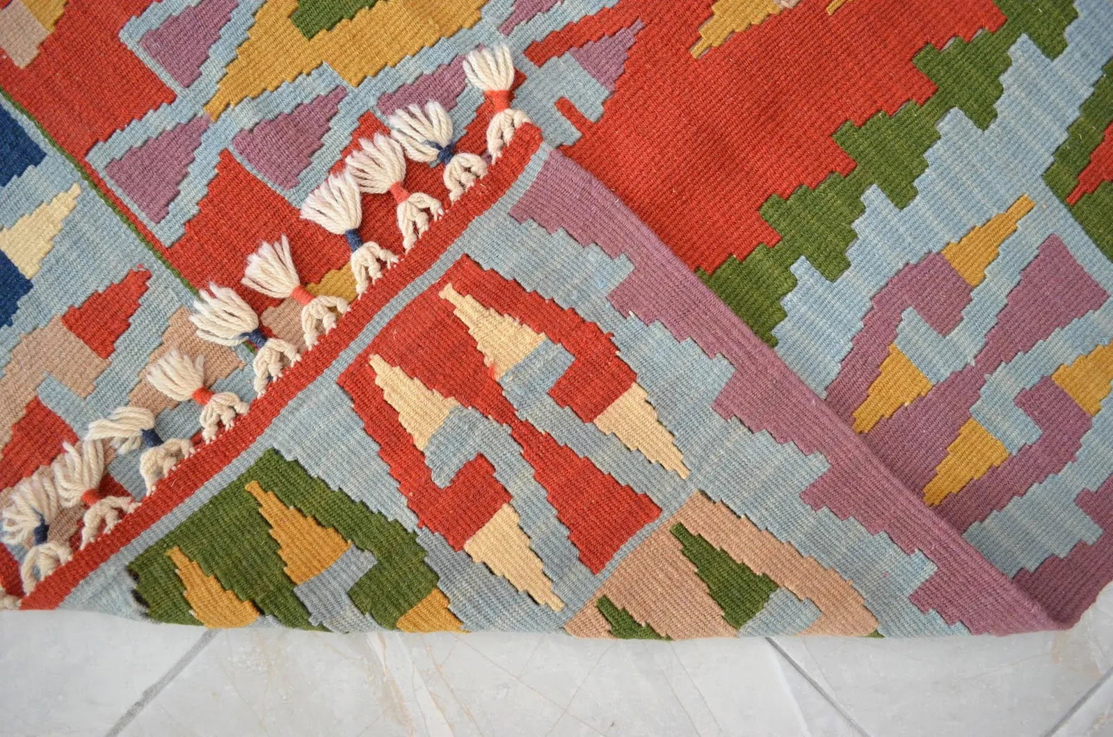 1980s Hand Woven Oushak Kilim Rug Flat Weave Wool Area Rug - 3"²10"³ × 6"² - 11