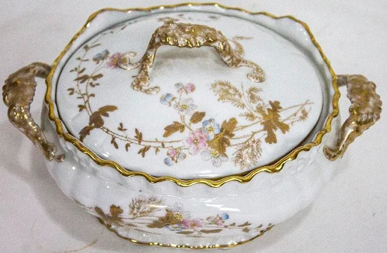 Antique S & S Limoges Covered Casserole Dish - 2