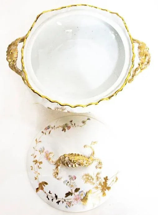 Antique S & S Limoges Covered Casserole Dish - 6
