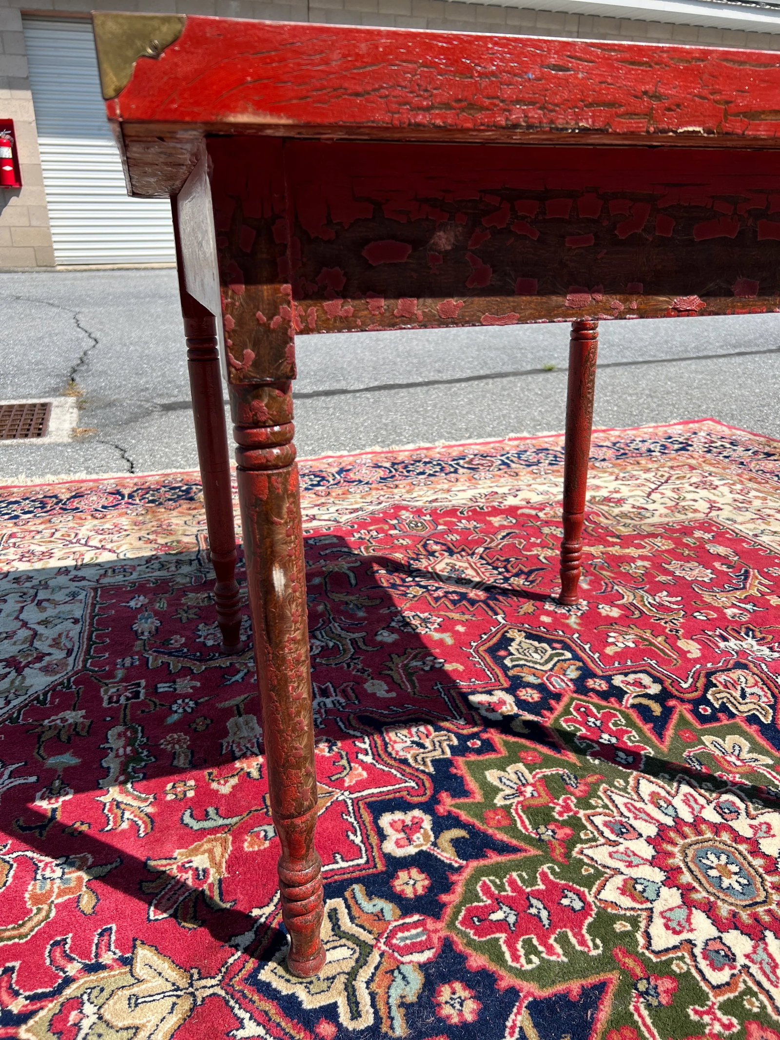 Antique Pennsylvania Folk Art Postage Stamp Decoupage Game Table, 1938 - 8