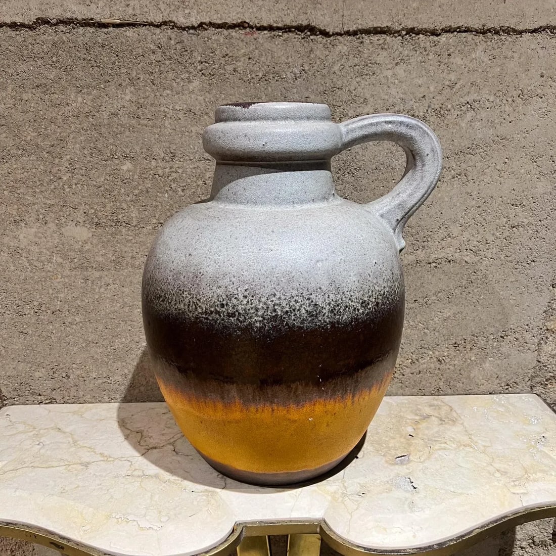 1960s Lava Stripe Pottery Vessel Jug West Germany - 2