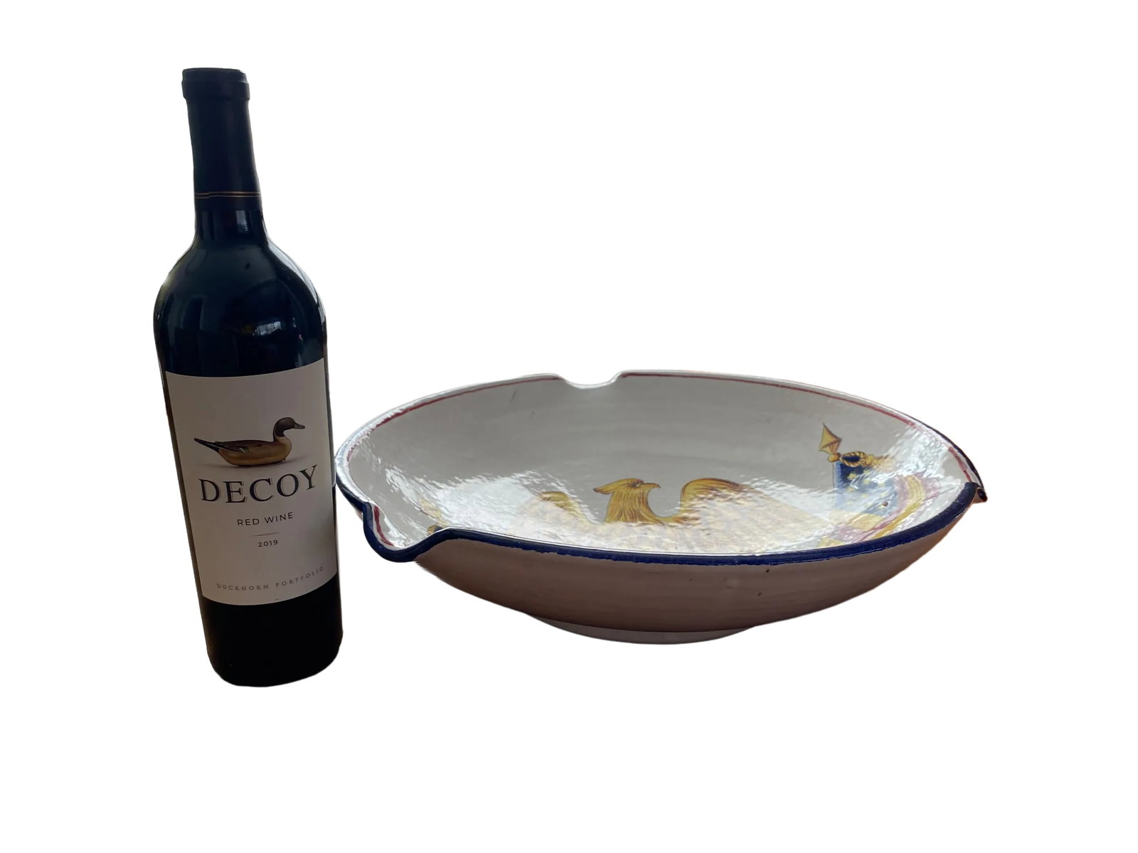 Vintage 1960s Large Handmade Italian American Bald Eagle and Flags Crest Seal Bowl Plate - 8