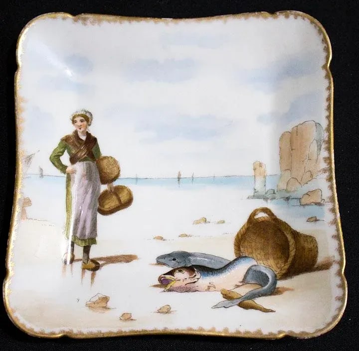 Vintage Haviland Limoges Fish Platter Set - 13 Pcs - Mediterranean Scenes - 9