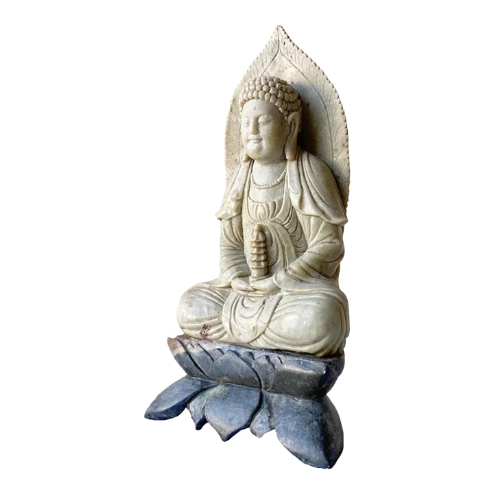 Hand Carved Soap Stone Chinese Buddha Sculpture: Exceptional vintage hand carved stone chinese Buddha. Condition: Alterations: Original Condition Unaltered Imperfections: Some Imperfections Condition Notes: All items are sold in the condition they