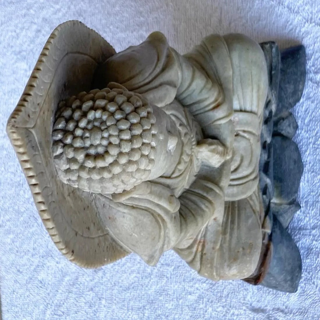 Hand Carved Soap Stone Chinese Buddha Sculpture - 6