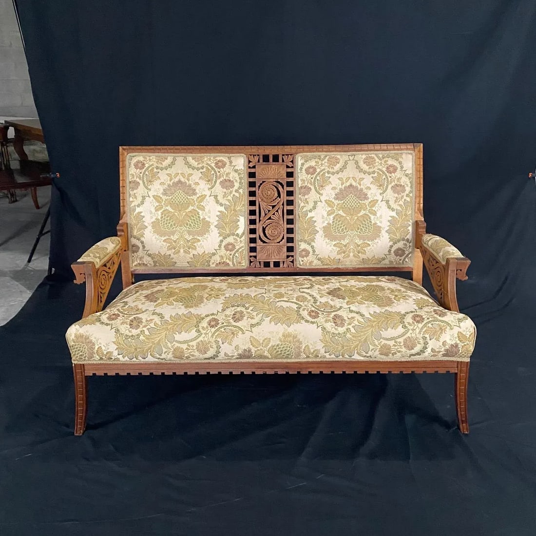 Authentic Rare Eastlake Aesthetic Movement Ornate Carved Walnut Loveseat - 6