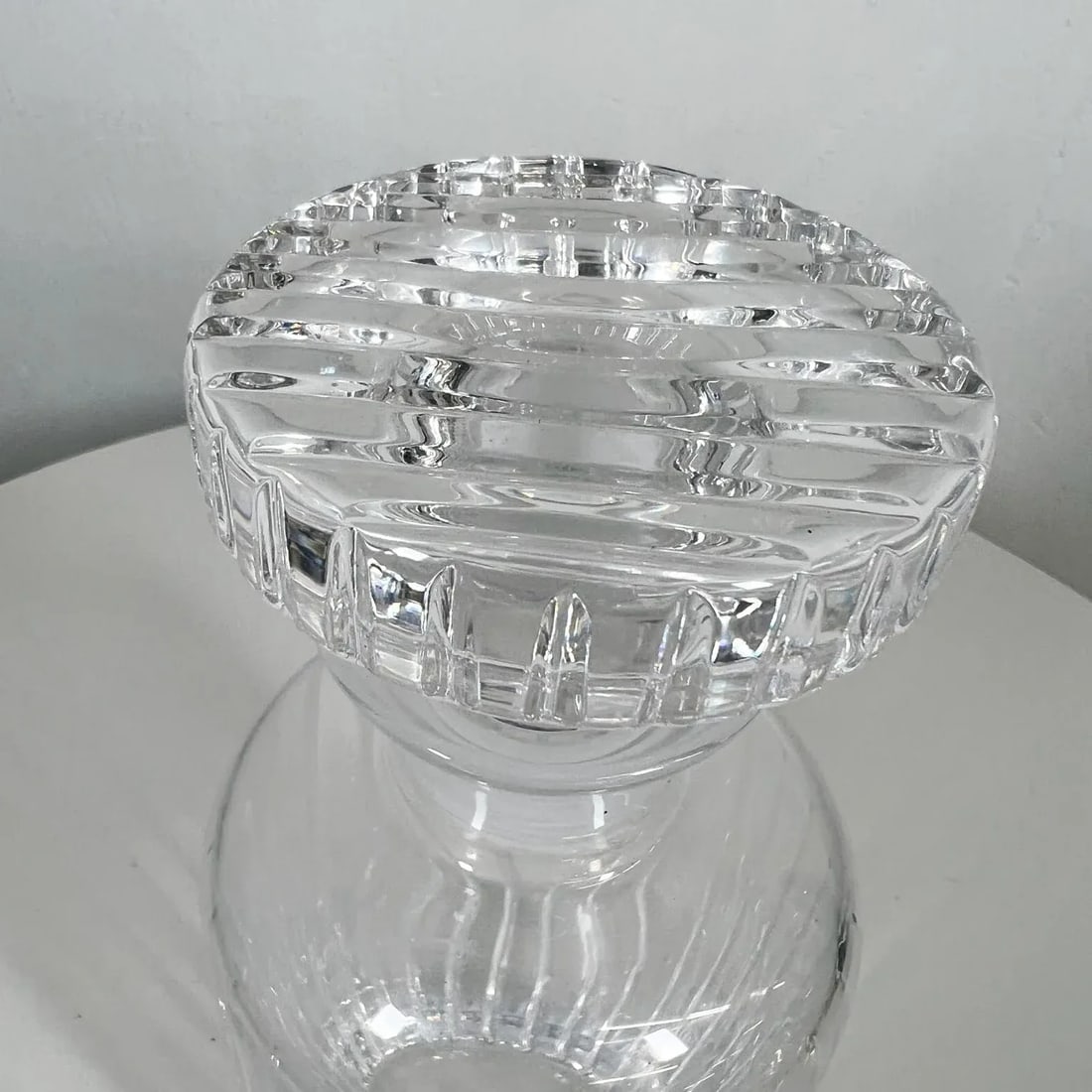 1960s Italian Ribbed Crystal Glass Decanter - 4