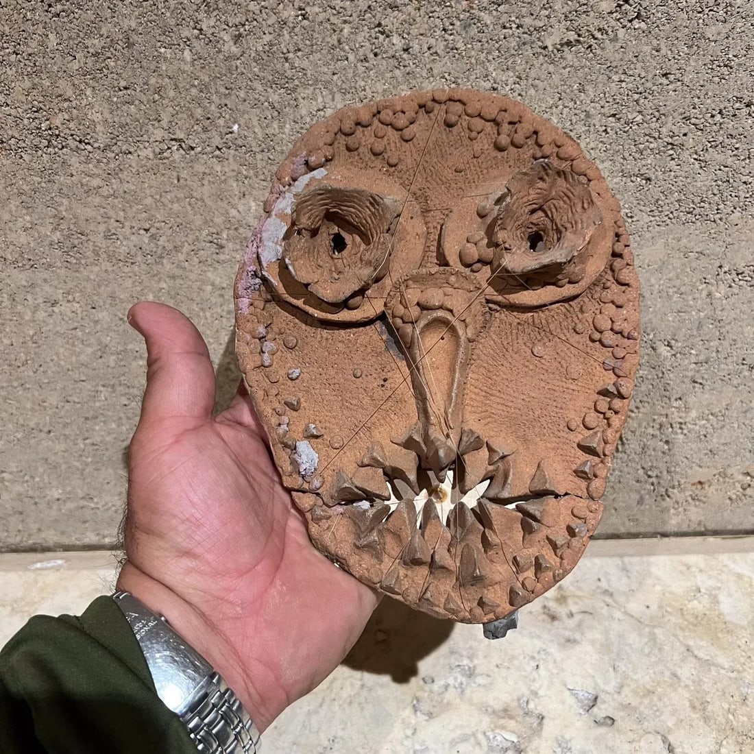 1970s Hand Crafted Art Pottery Distressed Mask - 11