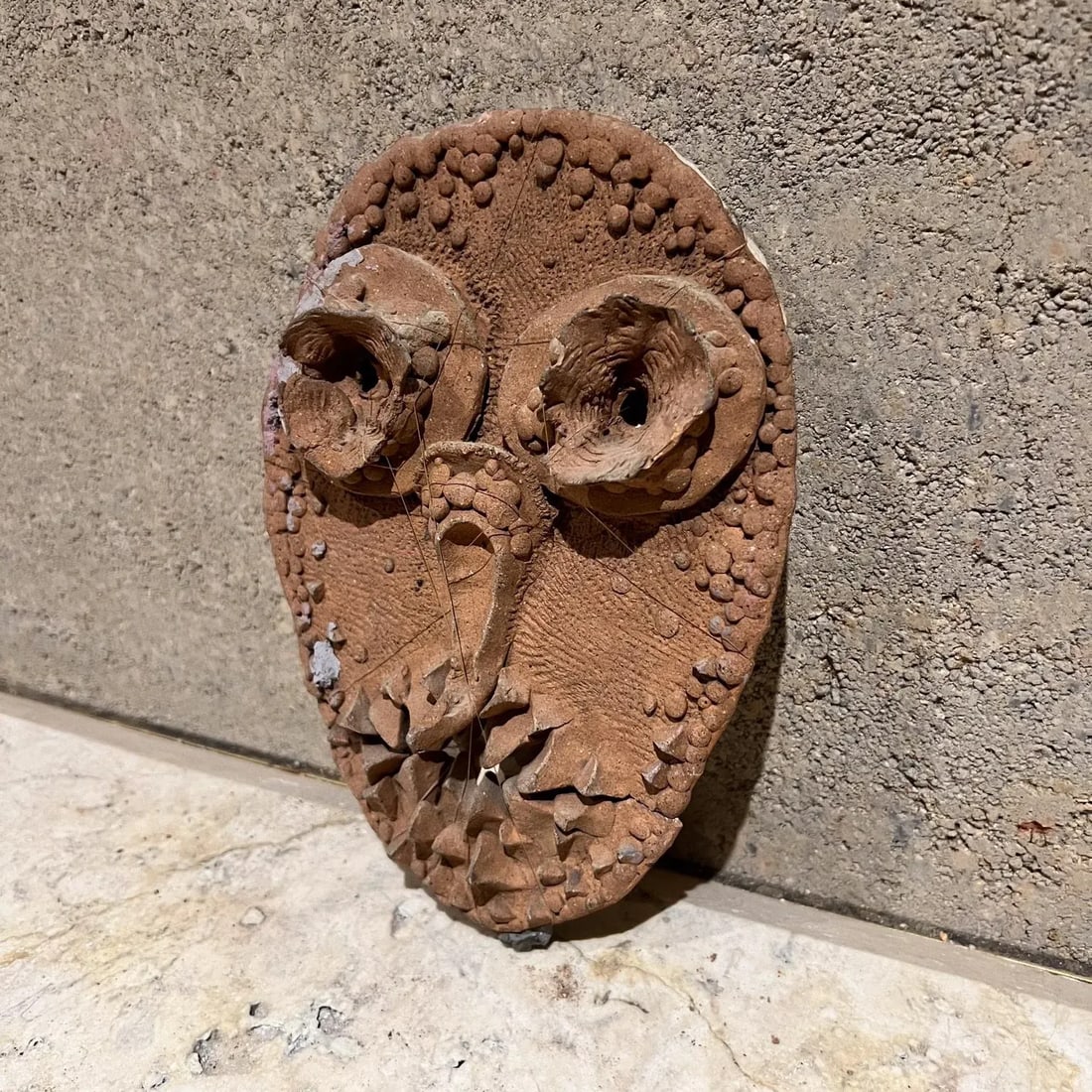 1970s Hand Crafted Art Pottery Distressed Mask - 5