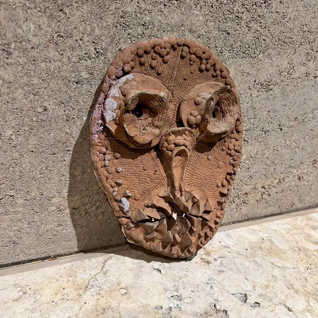 1970s Hand Crafted Art Pottery Distressed Mask - 6