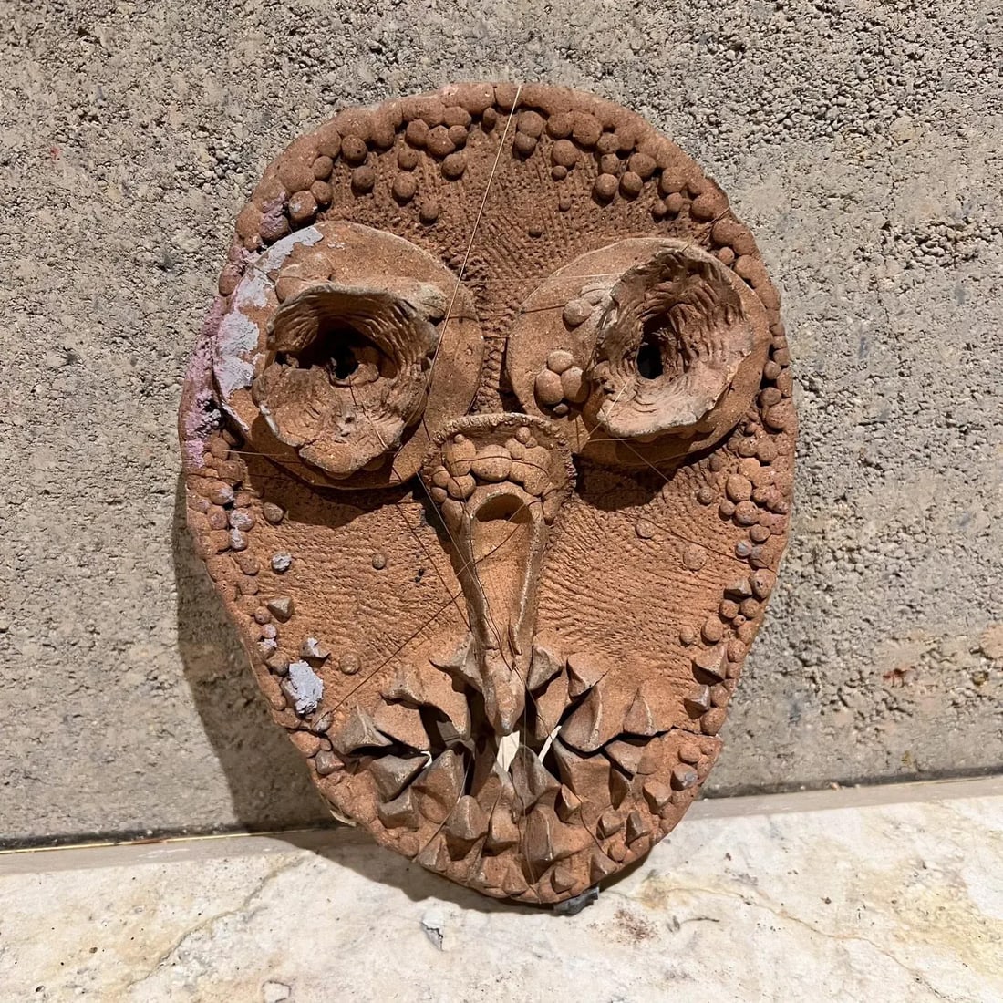 1970s Hand Crafted Art Pottery Distressed Mask - 7
