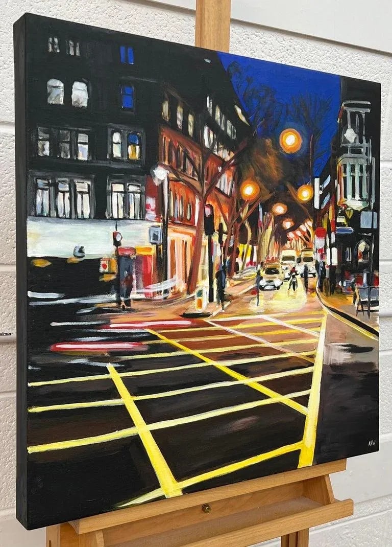 New Cross London City Street Scene at Night by British Urban Landscape Artist - 2