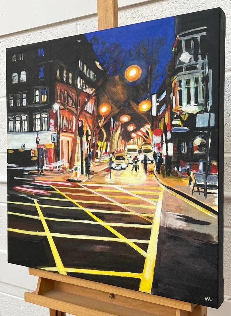 New Cross London City Street Scene at Night by British Urban Landscape Artist - 4