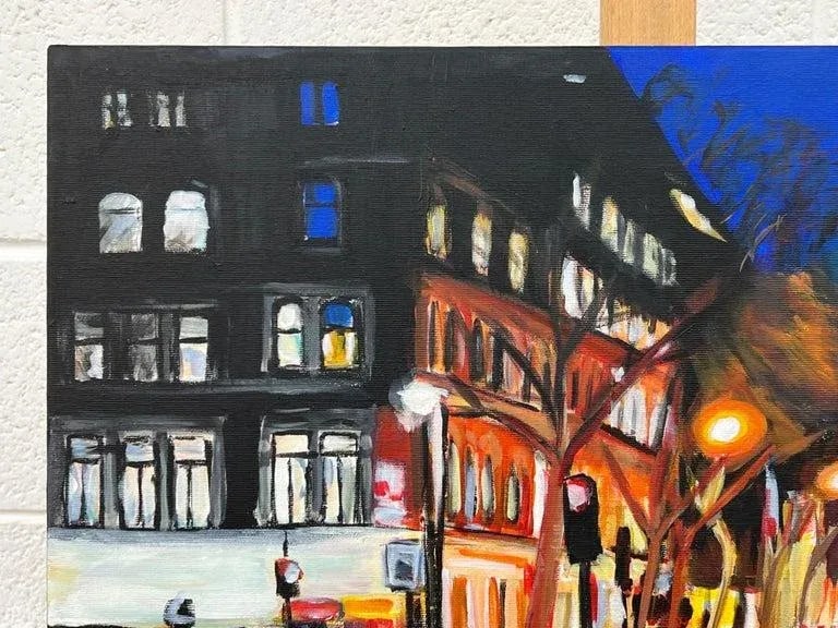 New Cross London City Street Scene at Night by British Urban Landscape Artist - 6