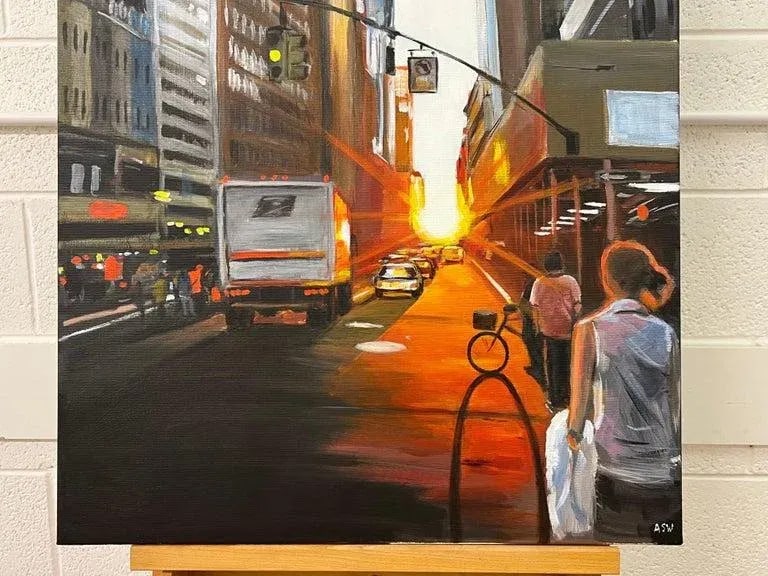 Empire State Building Sunset in Manhattan New York City by British Urban Artist - 2