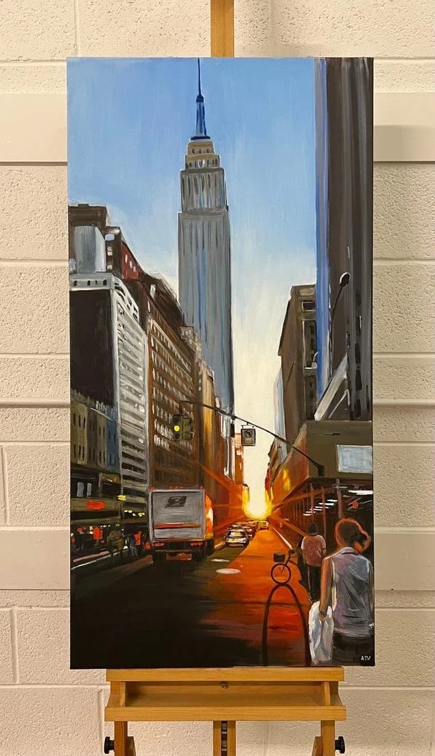 Empire State Building Sunset in Manhattan New York City by British Urban Artist - 5