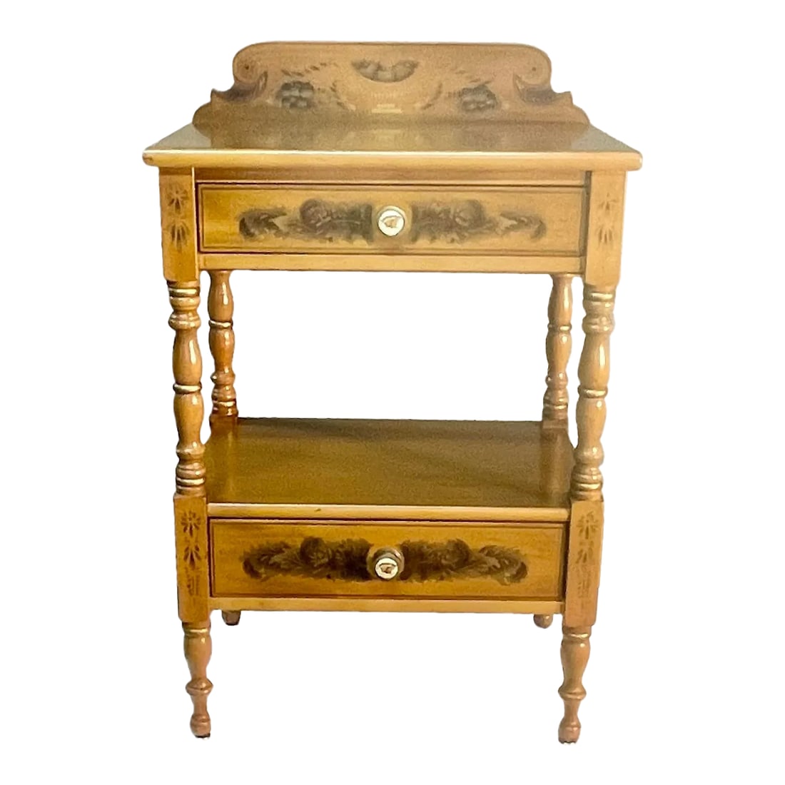 L Hitchcock Harvest Maple Stenciled Two Drawer Nightstand (1 of 12)
