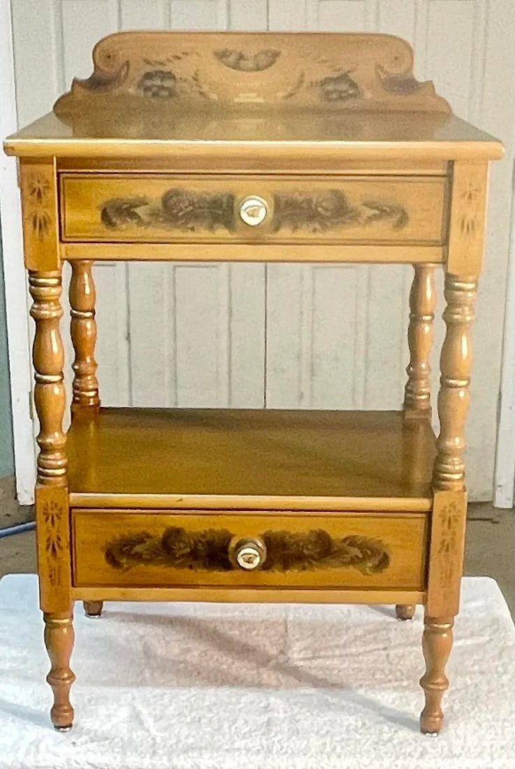 L Hitchcock Harvest Maple Stenciled Two Drawer Nightstand - 2
