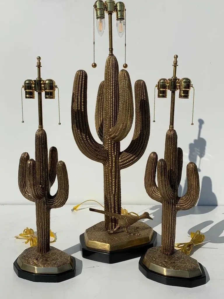 1970s Brass Saguaro Cactus Lamps - A Pair - 10
