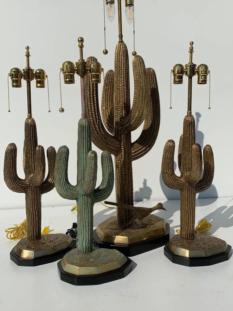 1970s Brass Saguaro Cactus Lamps - A Pair - 11