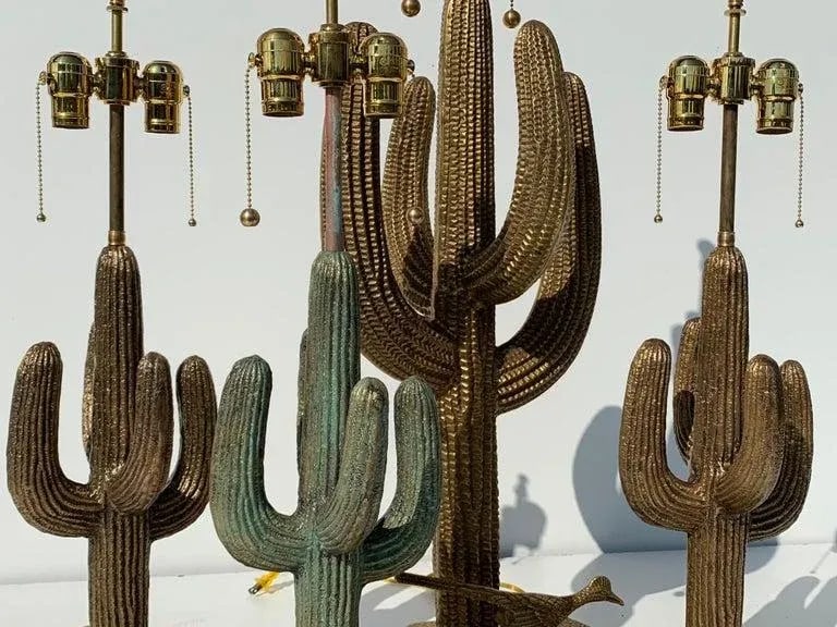 1970s Brass Saguaro Cactus Lamps - A Pair - 12