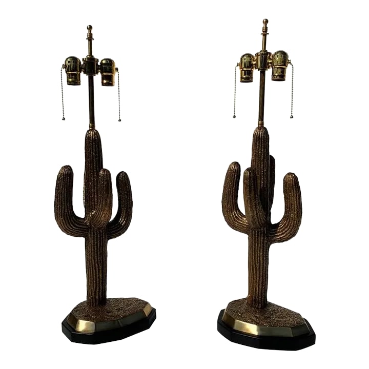 1970s Brass Saguaro Cactus Lamps - A Pair (1 of 13)