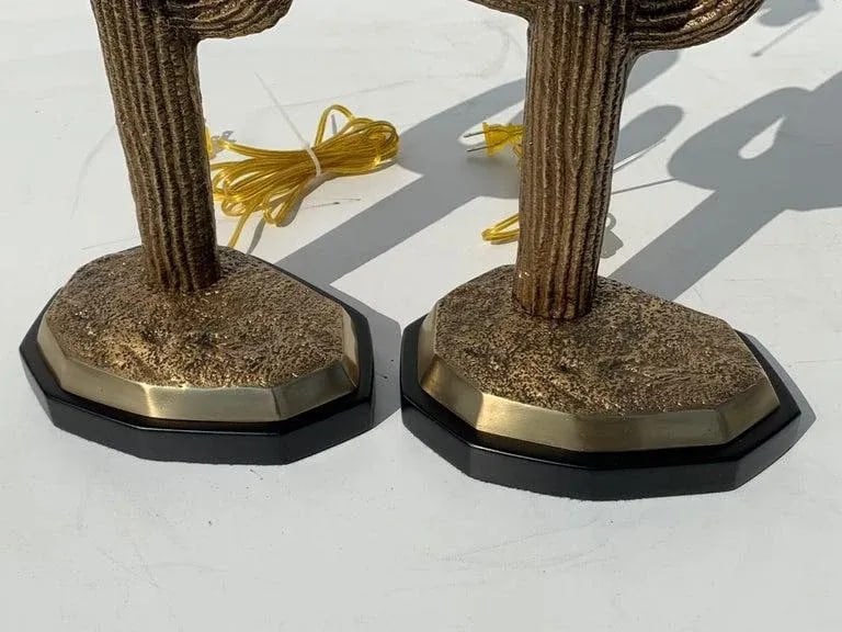 1970s Brass Saguaro Cactus Lamps - A Pair - 6