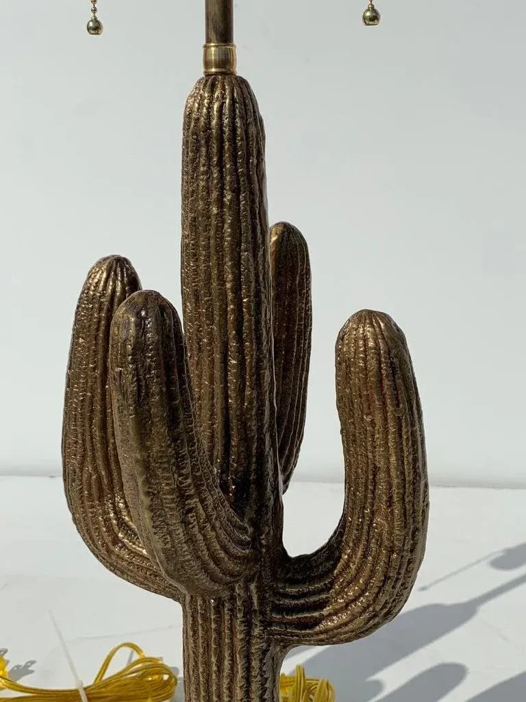 1970s Brass Saguaro Cactus Lamps - A Pair - 8