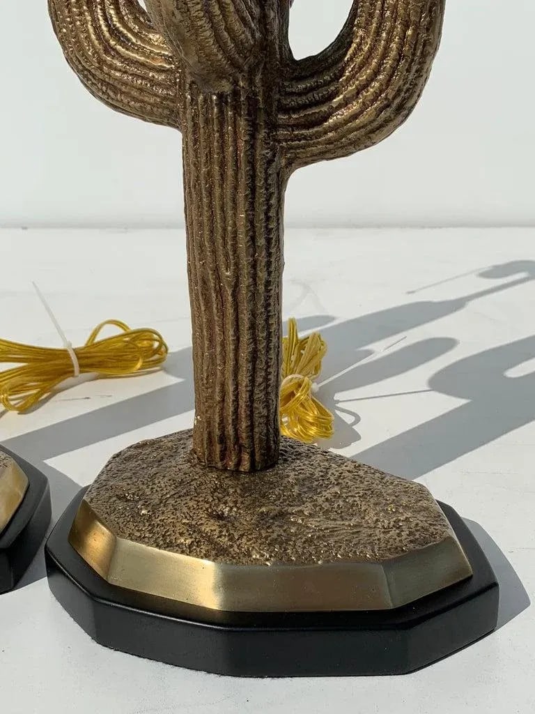 1970s Brass Saguaro Cactus Lamps - A Pair - 9