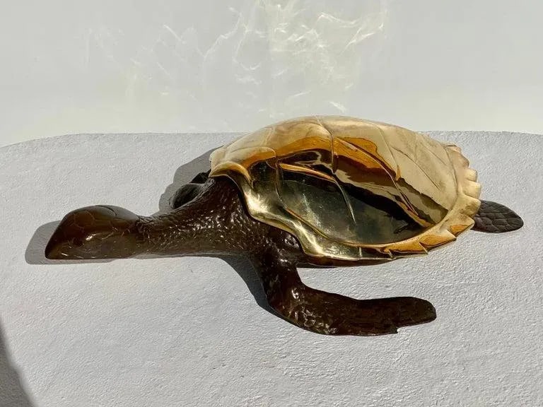 1970s Large Brass Sea Turtle Sculpture/Box - 3