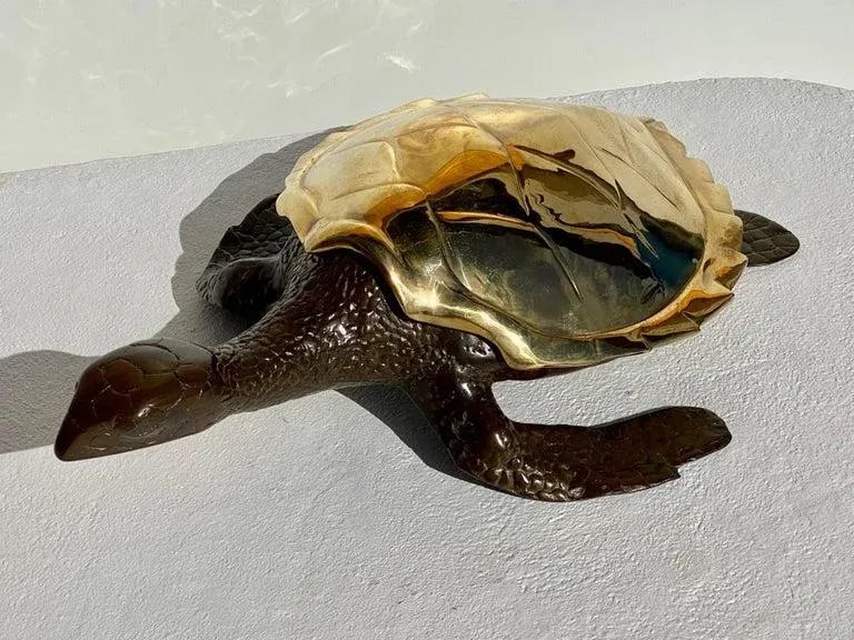 1970s Large Brass Sea Turtle Sculpture/Box - 4
