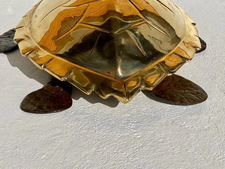 1970s Large Brass Sea Turtle Sculpture/Box - 7