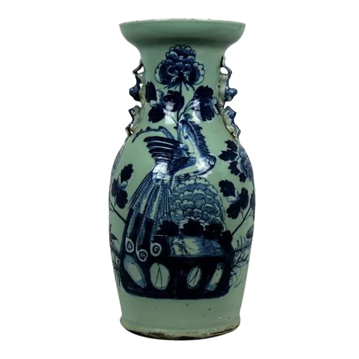 Mid 19th Century Chinese Large Blue and White Porcelain Vase: Chinese Large Blue and White Antique Porcelain Vase - 7" x 8.25" x 17" Condition: Alterations: Unknown Imperfections: Some Imperfections Condition Notes: Good condition. See pictures for more