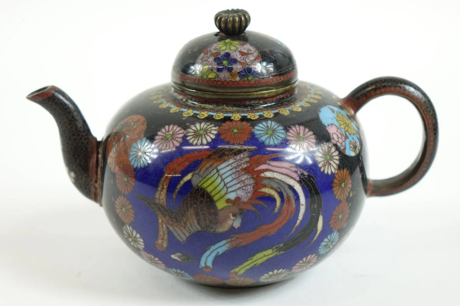 Antique Chinese Cloisonne Decorative Teapot - 6